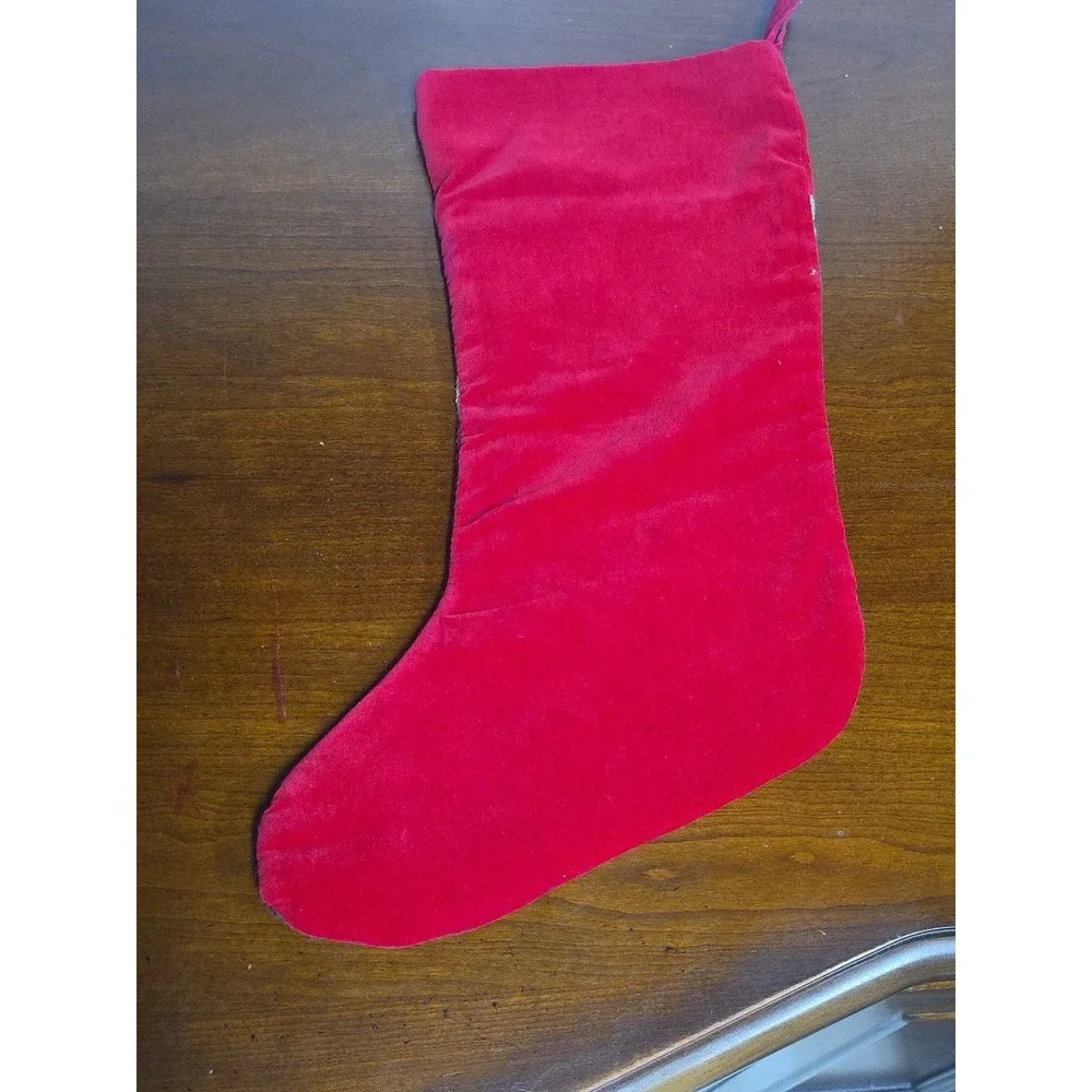 Needlepoint Christmas Stocking‎ Bear Wreath Wool Velvet Personalized Breanna